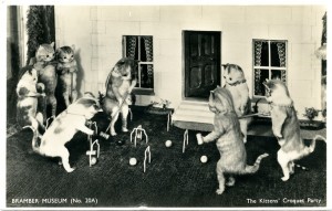 Cats playing croquet