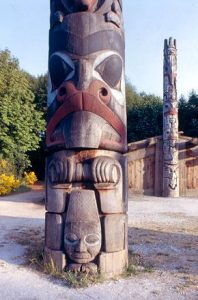 A view of the Haida House at the Museum of Anthropology, photographed by Fred Herzog