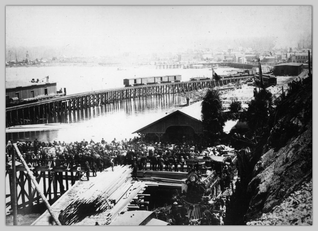 First Train in Vancouver, [1880?]
