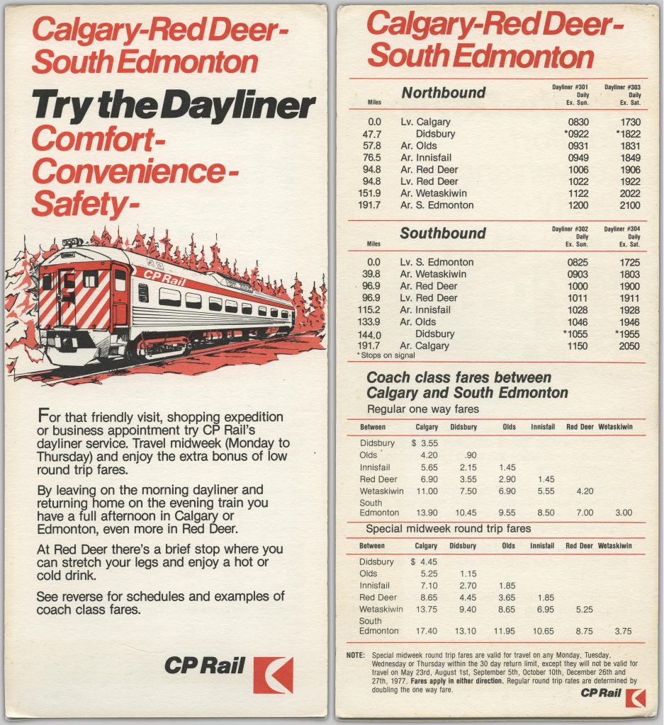Calgary-Red Deer-South Edmonton : try the dayliner--comfort---convenience-safety, 1977